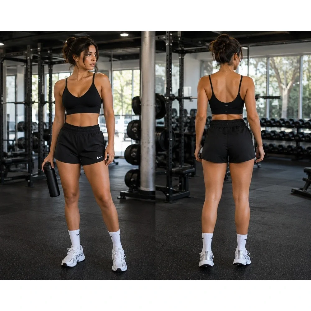 Nike Dri-FIT Womens Black Training Shorts Lavender Waistband XS Running Gym